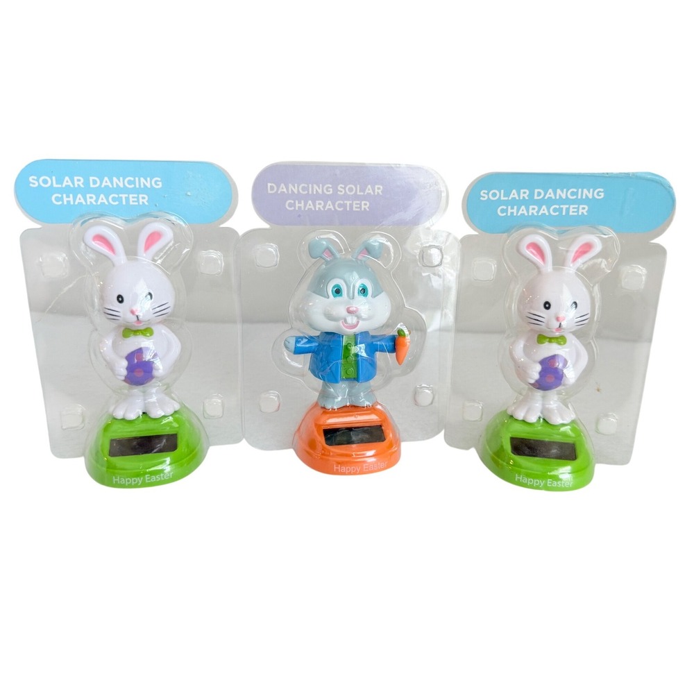 Dolgencorp Solar Dancing Character Easter Bunny Set 3 Multicolor Kinetic Decor